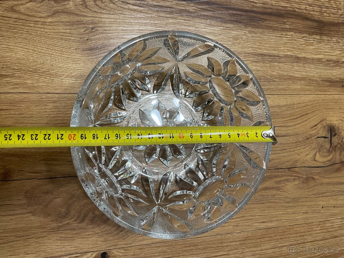 Skleněná broušená míse se slunečnicemi - 5