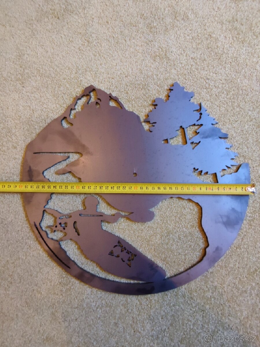 Nástěnné hodiny, vypalek, krajina kajak. - 5