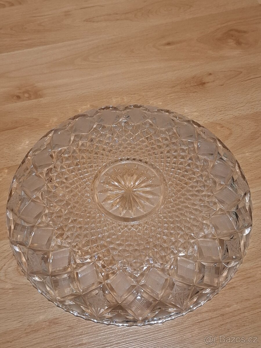 Broušená váza, miska, tác - 5