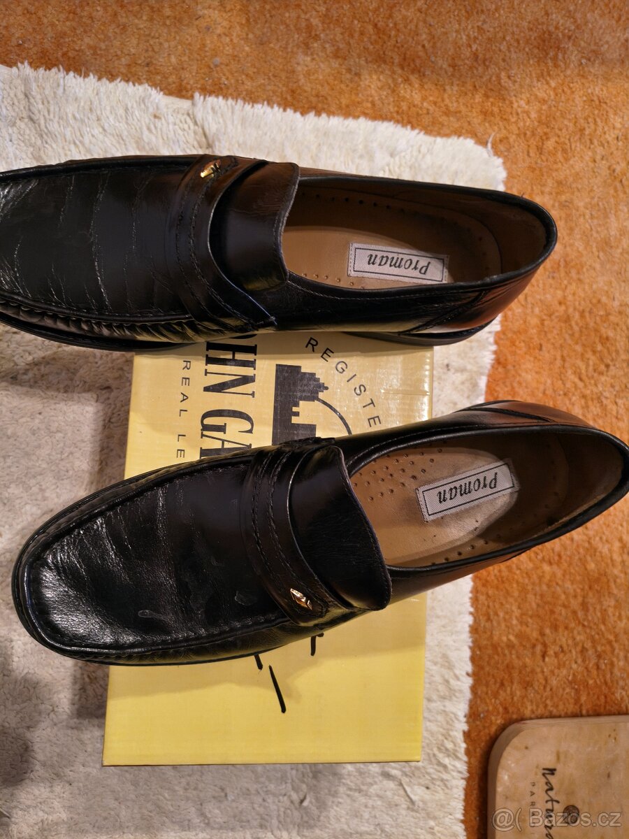 Nové pánské kožené mokasíny Garfield vel.45 - 5