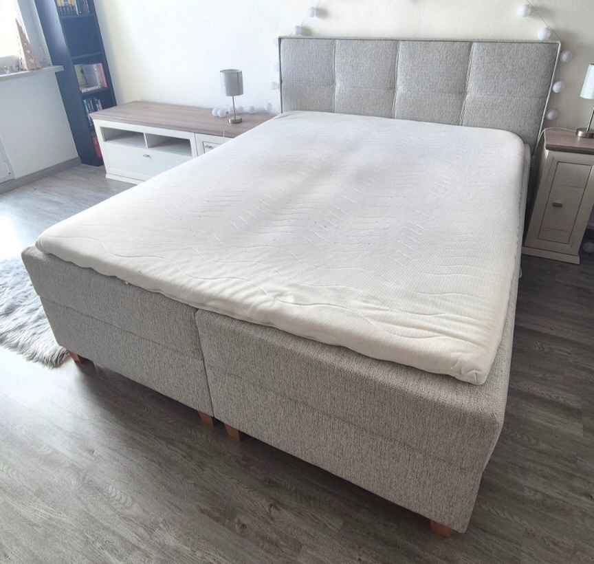 Postel boxspring bílo šedá - 5
