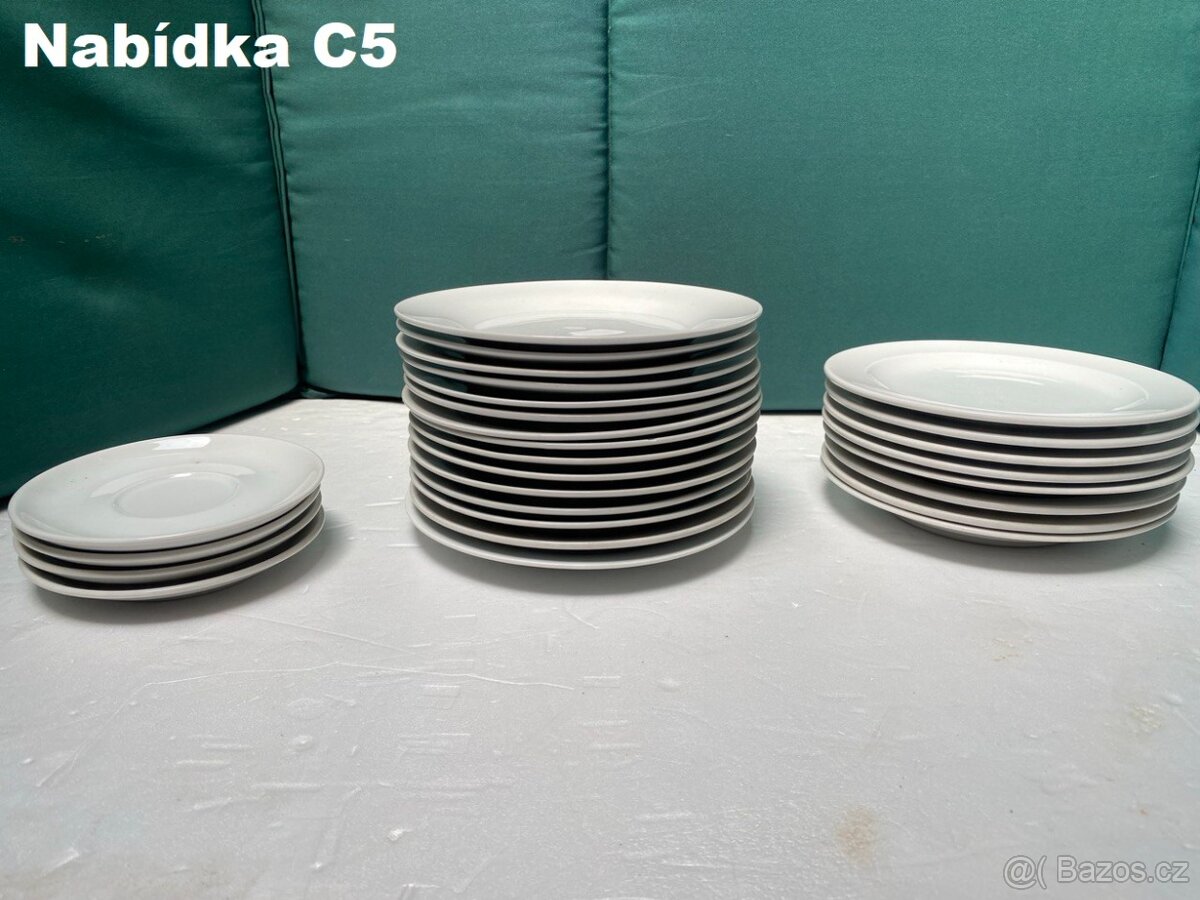 dezertních talířků + podšálky – porcelánové - 5
