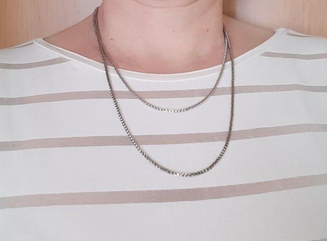 Dvojitý řetízek stříbrné barvy - 5