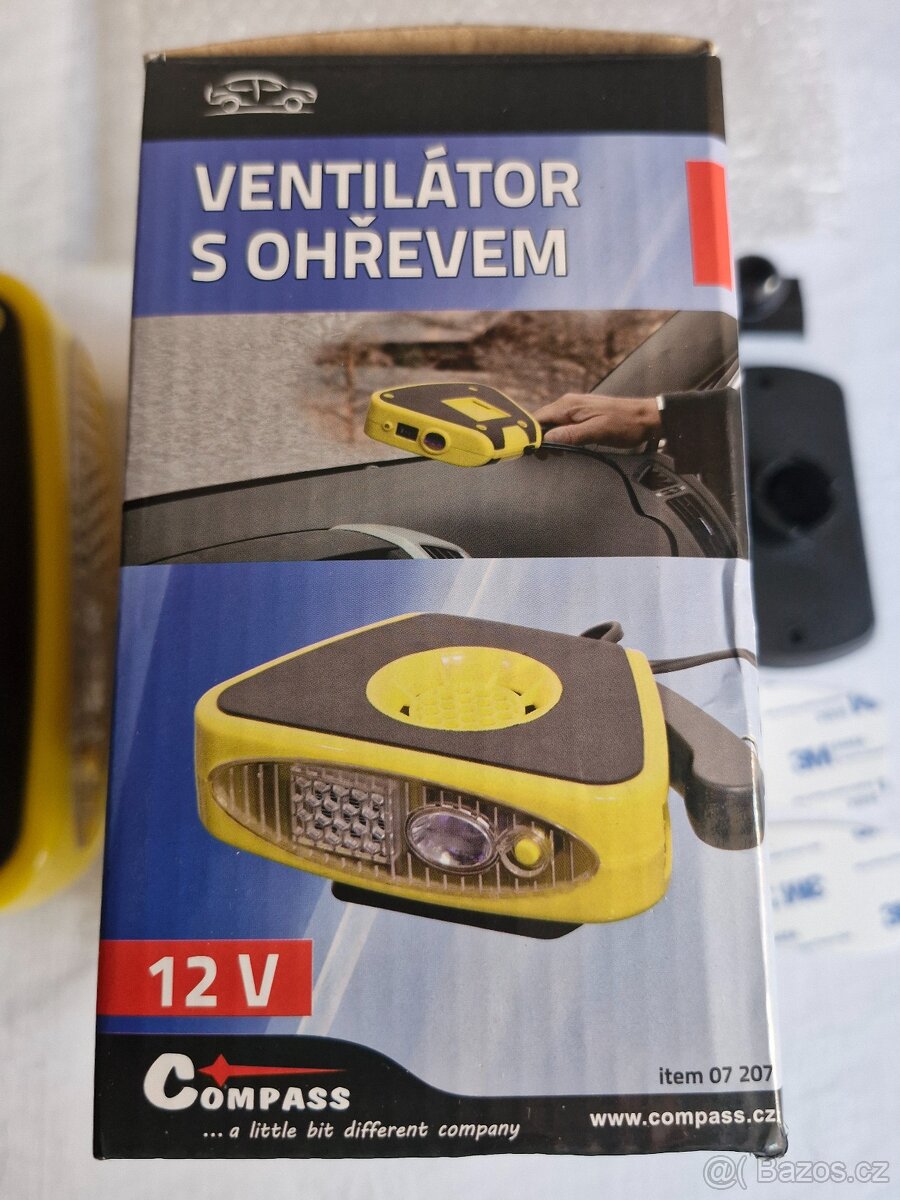 ventilátor 12V s OHŘEVEM + LED svítilna - 5