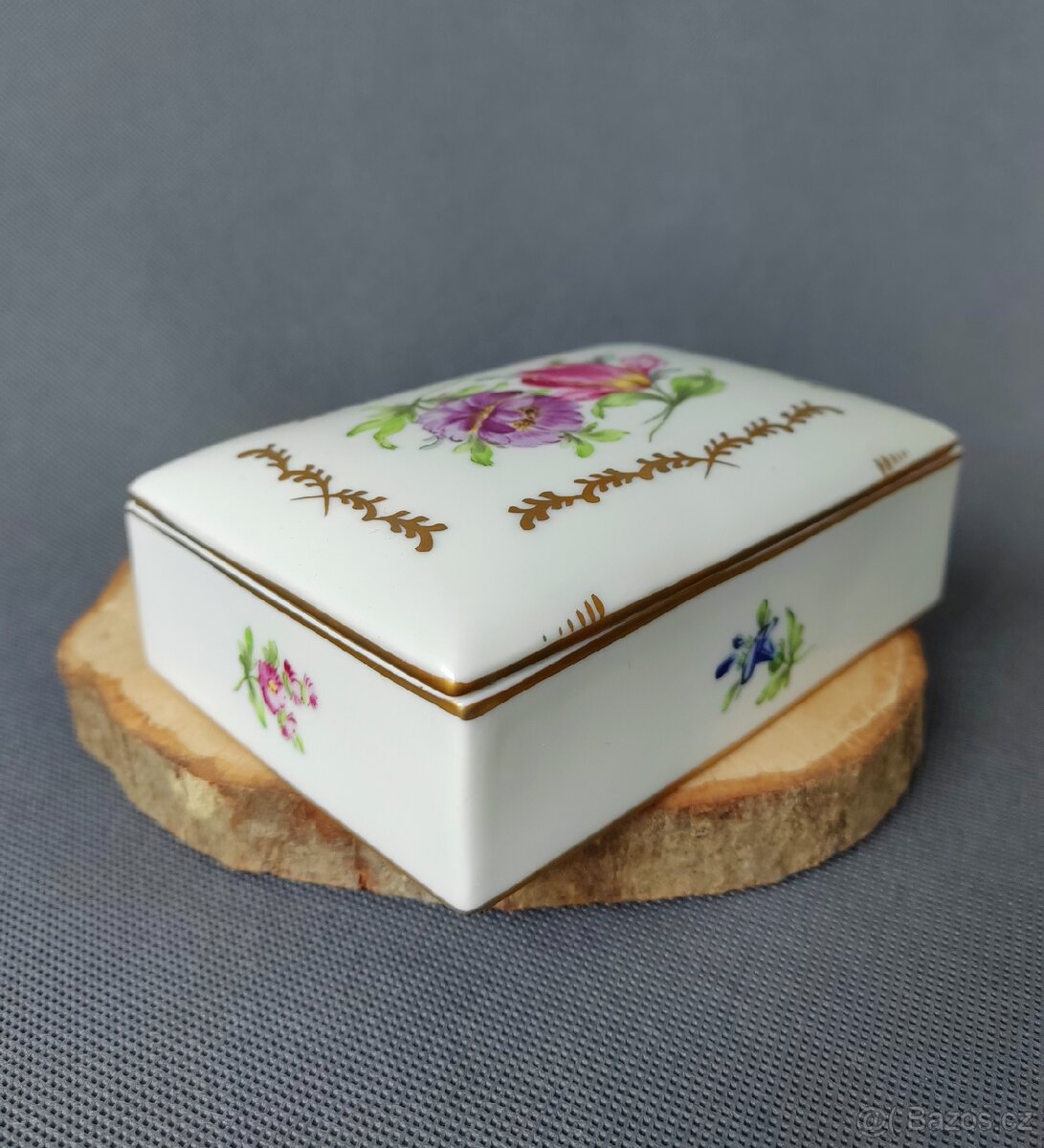 Unikátní ručně malovaná porcelánová dóza Dresden (1902-1916) - 5