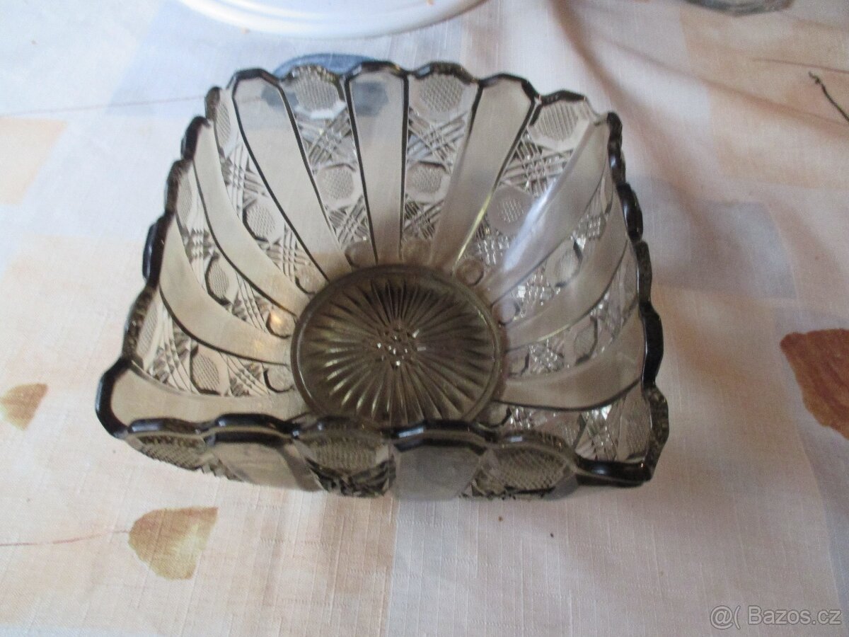 skleněný tác+mísa po prababičce - 5