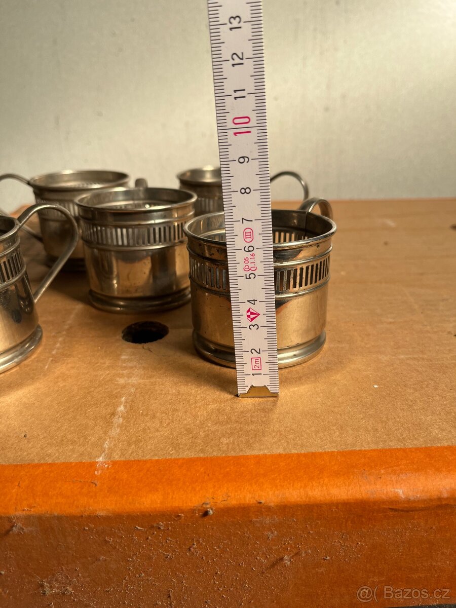 Sada kovových držáků na čajové sklenice (Podstakannik) - 5