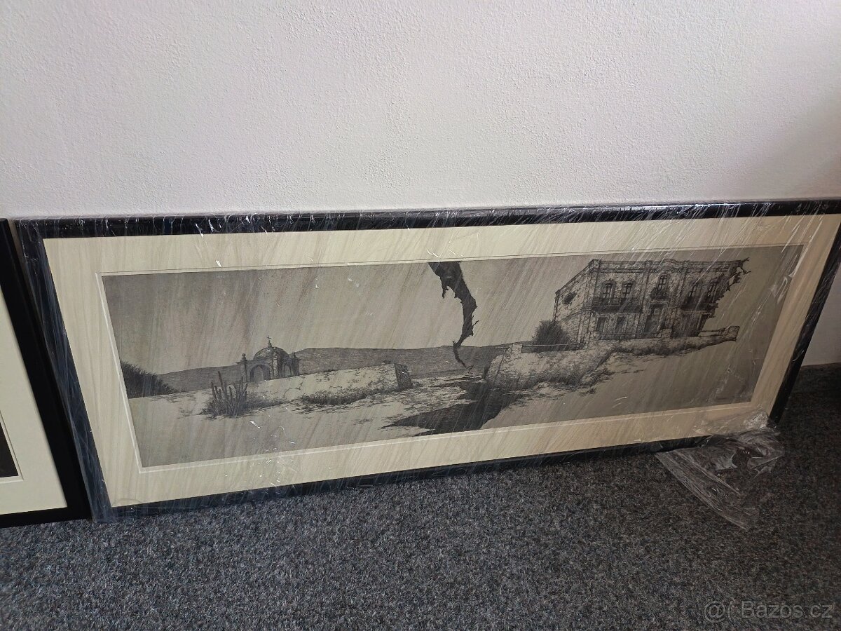 Unikátní sbírka grafiky/kreseb staré architektury (3 kusy) - 5