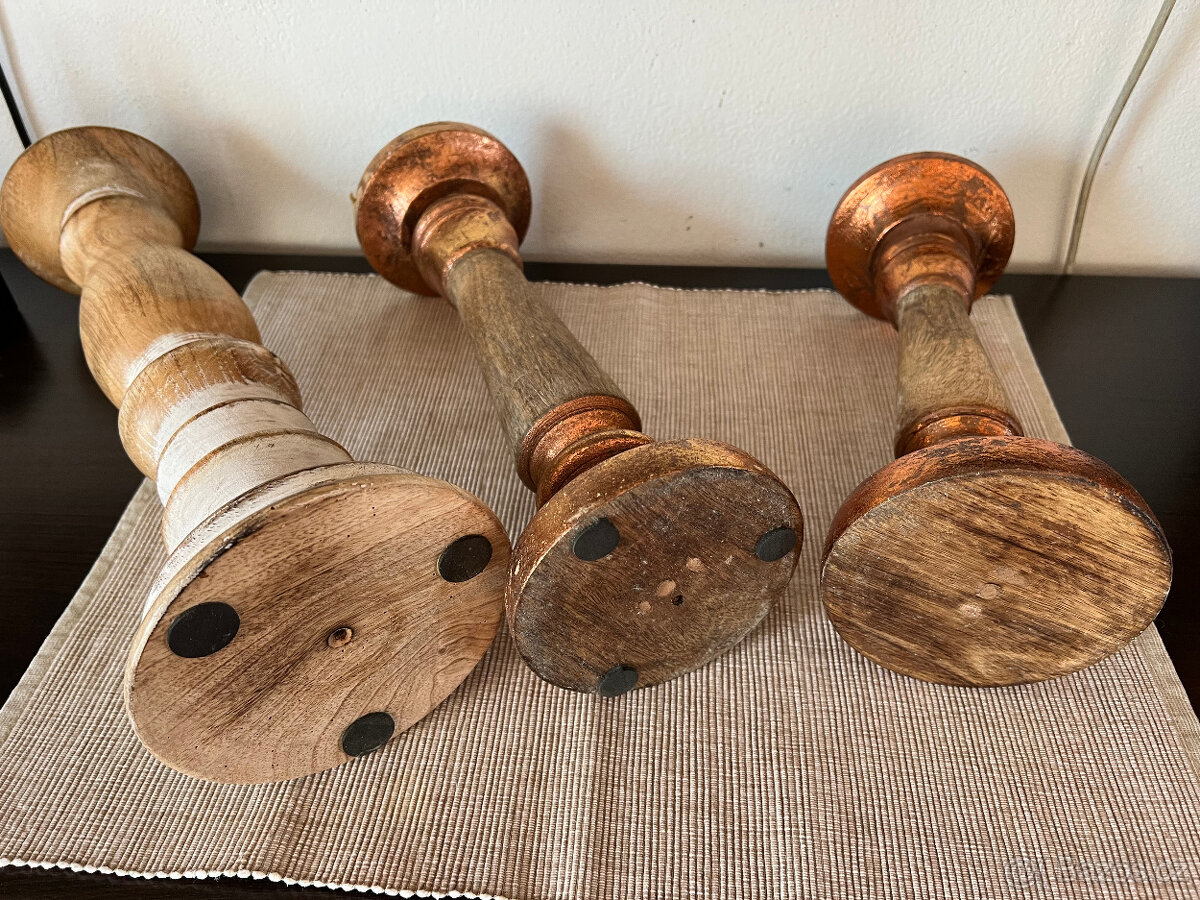 Moderní dřevěné svícny - 3 kusy - 5