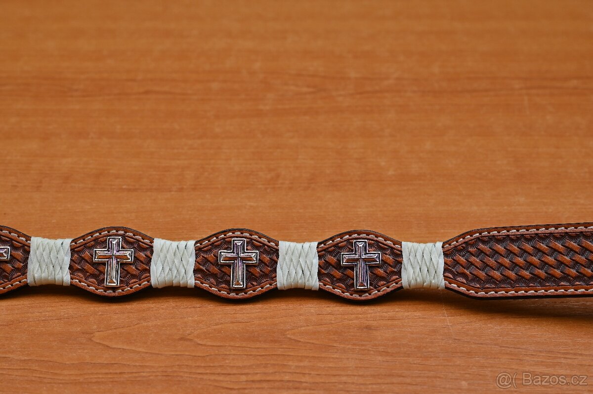 Kožený pásek, motiv kříže - 5