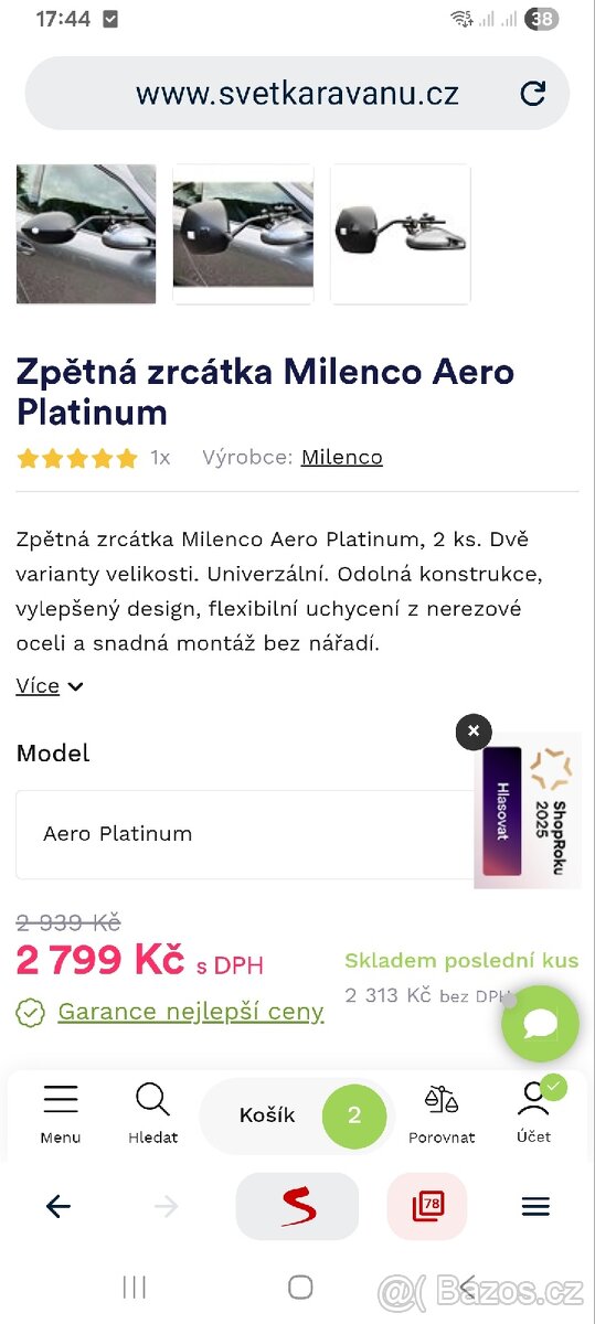 Zrcatka k tahání karavanu MILENCO - 5