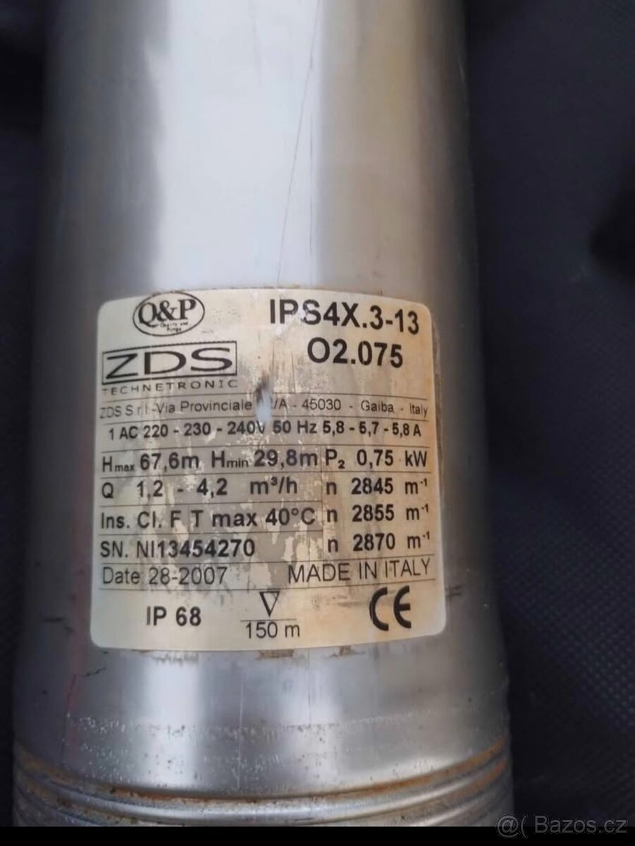 Prodám ponorné čerpadlo značky ZDS model: 02.0 - 5