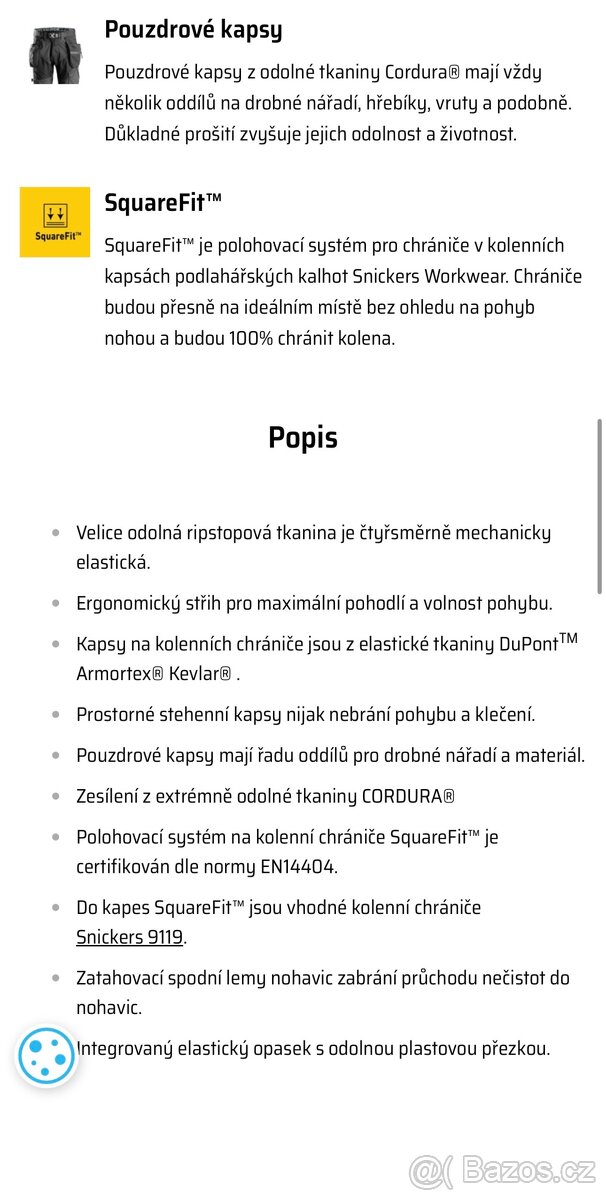 Podlahářské kalhoty Snickers FlexiWork - 5