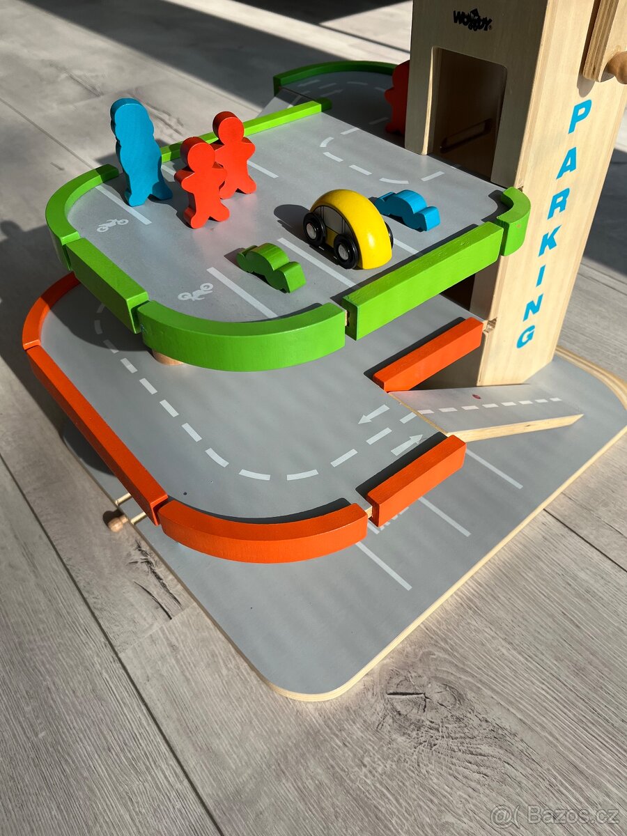 Dětské dřevěné parkoviště dřevěná garáž - 5