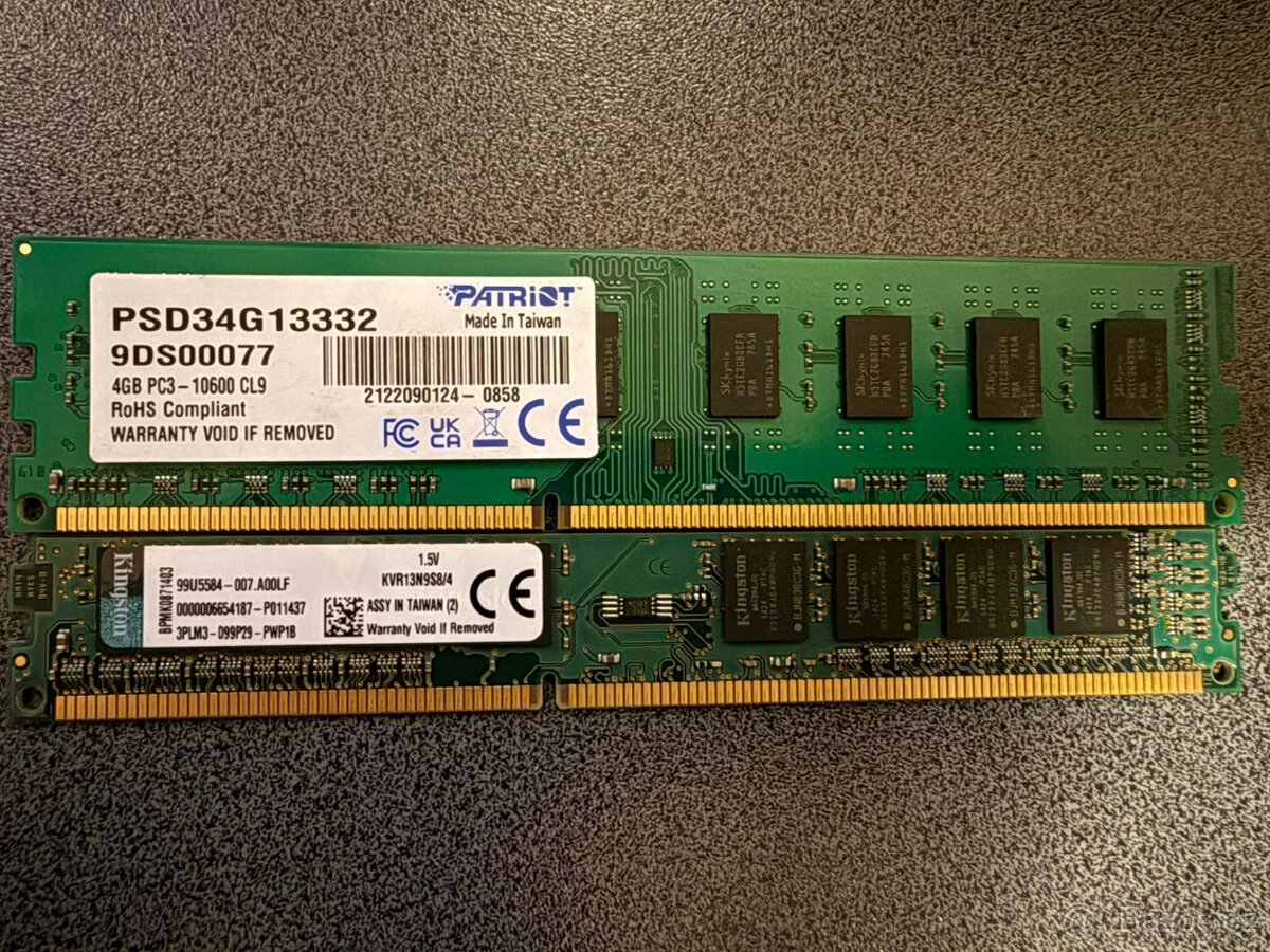 RAM DDR3 4GB – 1333 / 1600 MHz – desktop PC – více kusů - 5