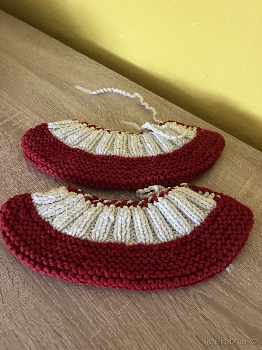 retro rucne pletene bačkory, papuče - 5