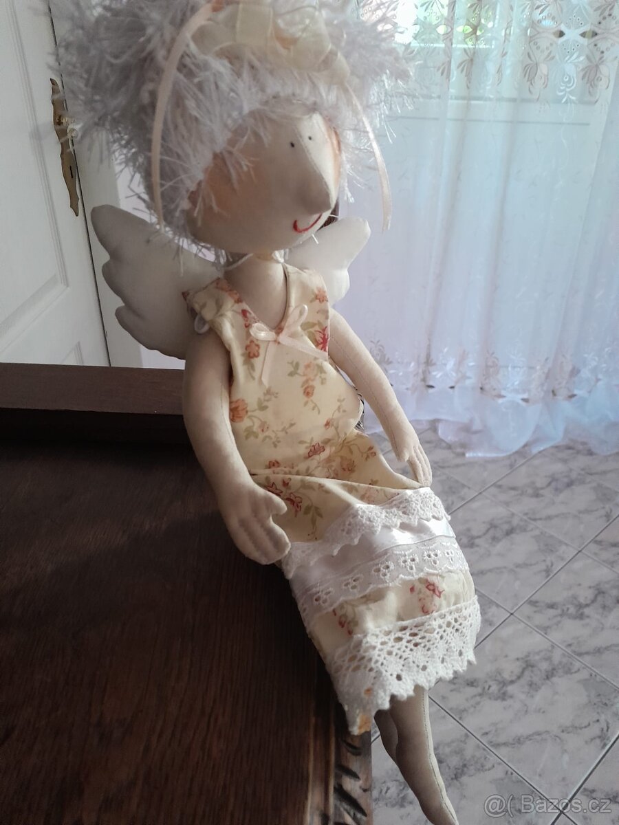 Anděl, Andělka, šitá dekorace - 5