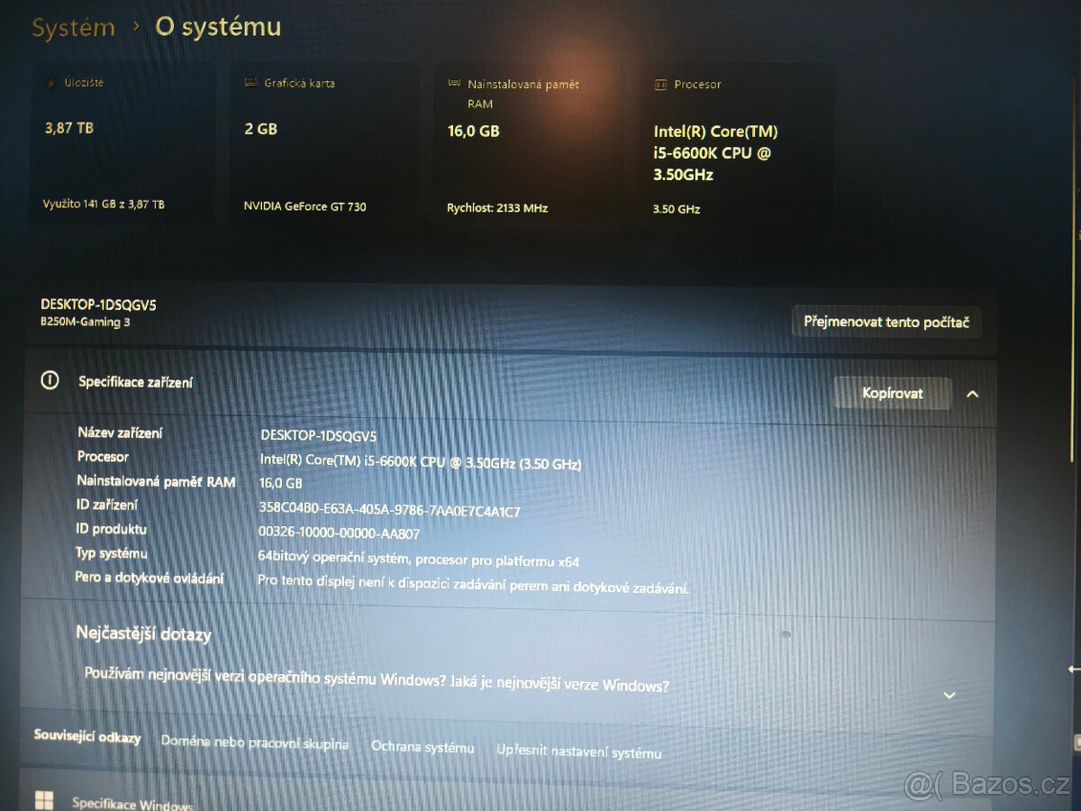 PC i5-6600K|GT730 2GB|16GB DDR4|M.2 256GB SSD + 4TB HDD - 5