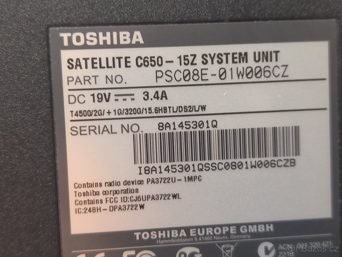 Toshiba satellite C650 - 5