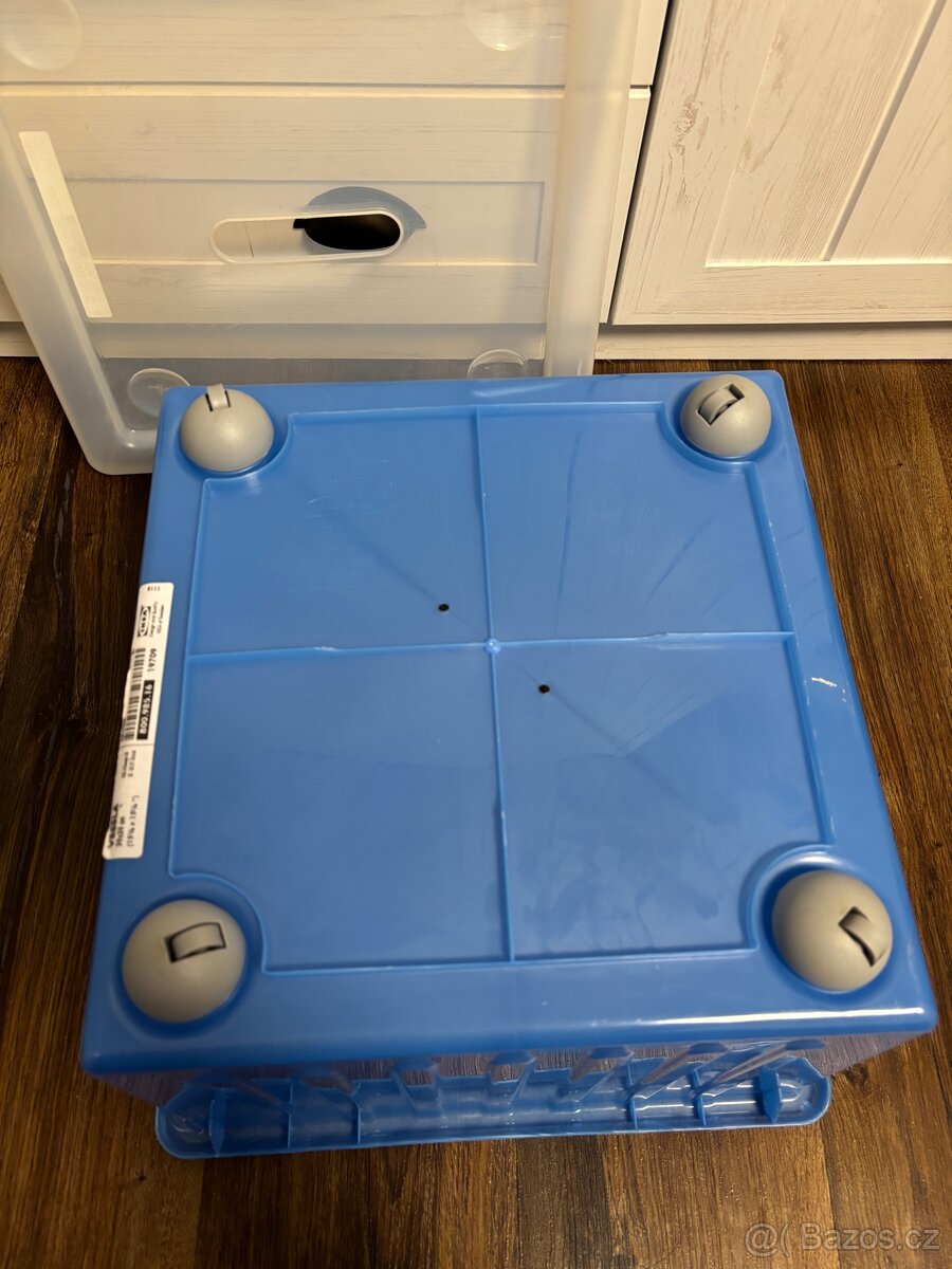 IKEA VESSLA krabice s kolečky a víkem, modrá - 5