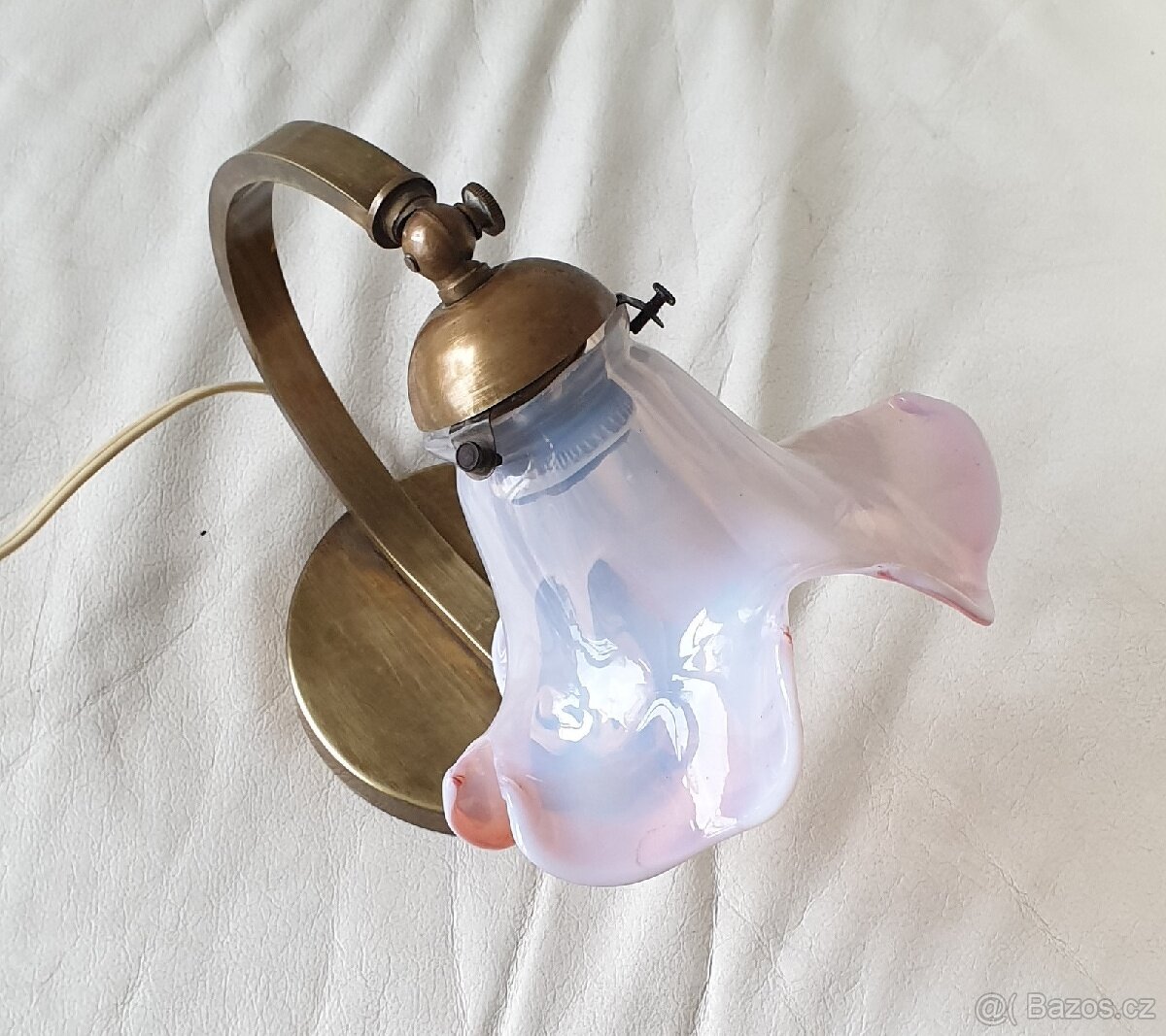 Retro stolní / nástěnná lampička - mosaz / zvonek - 5