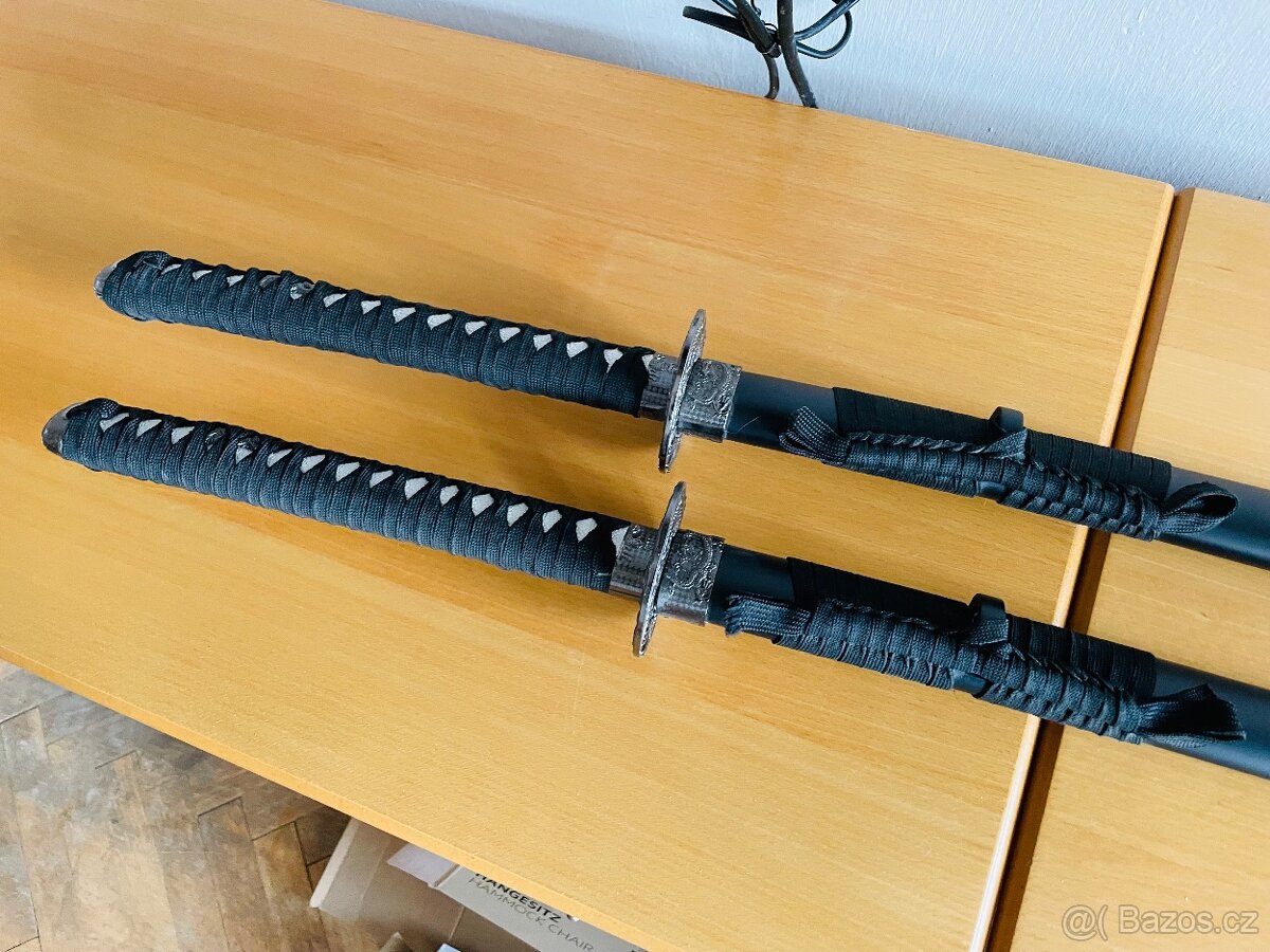 Samurajsky meč dekorace maketa 2kusy se stojanem - 5