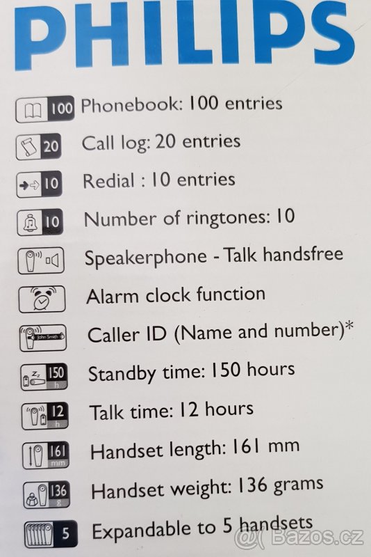 Bezdrátový telefon (DECT) Philips CD250 DUO - SLEVA - 5