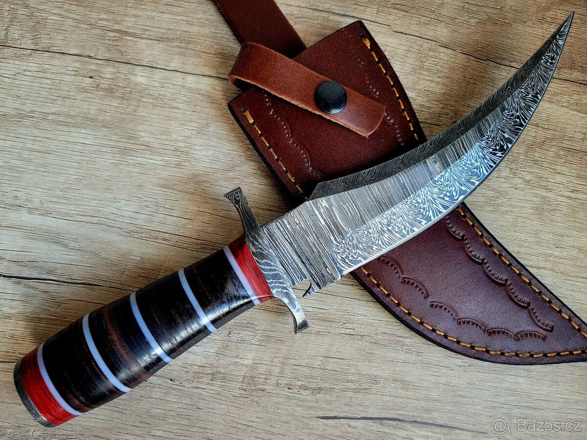 velký lovecký Damaškový nůž CLAW 30,5 cm s koženým pouzdrem - 5