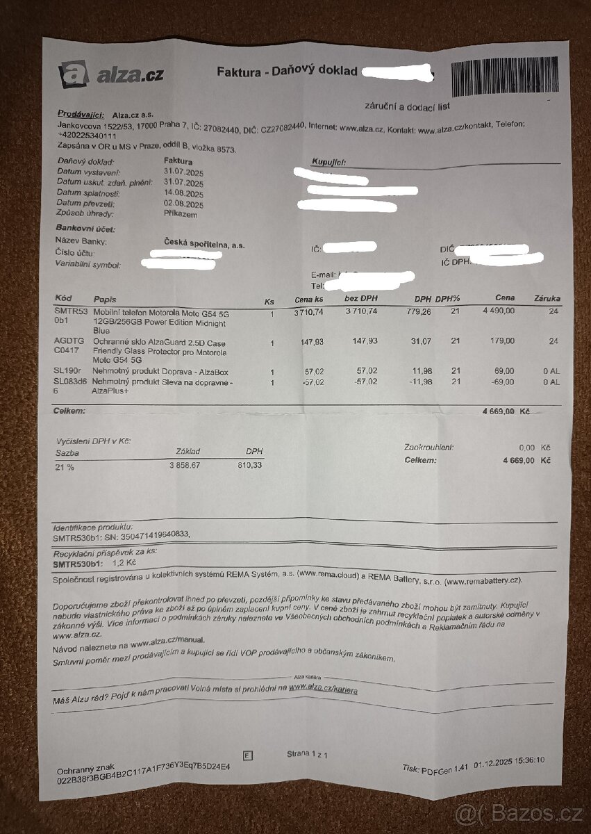 Mobilní telefon Motorola G54, stav NOVÉHO TELEFONU - 5