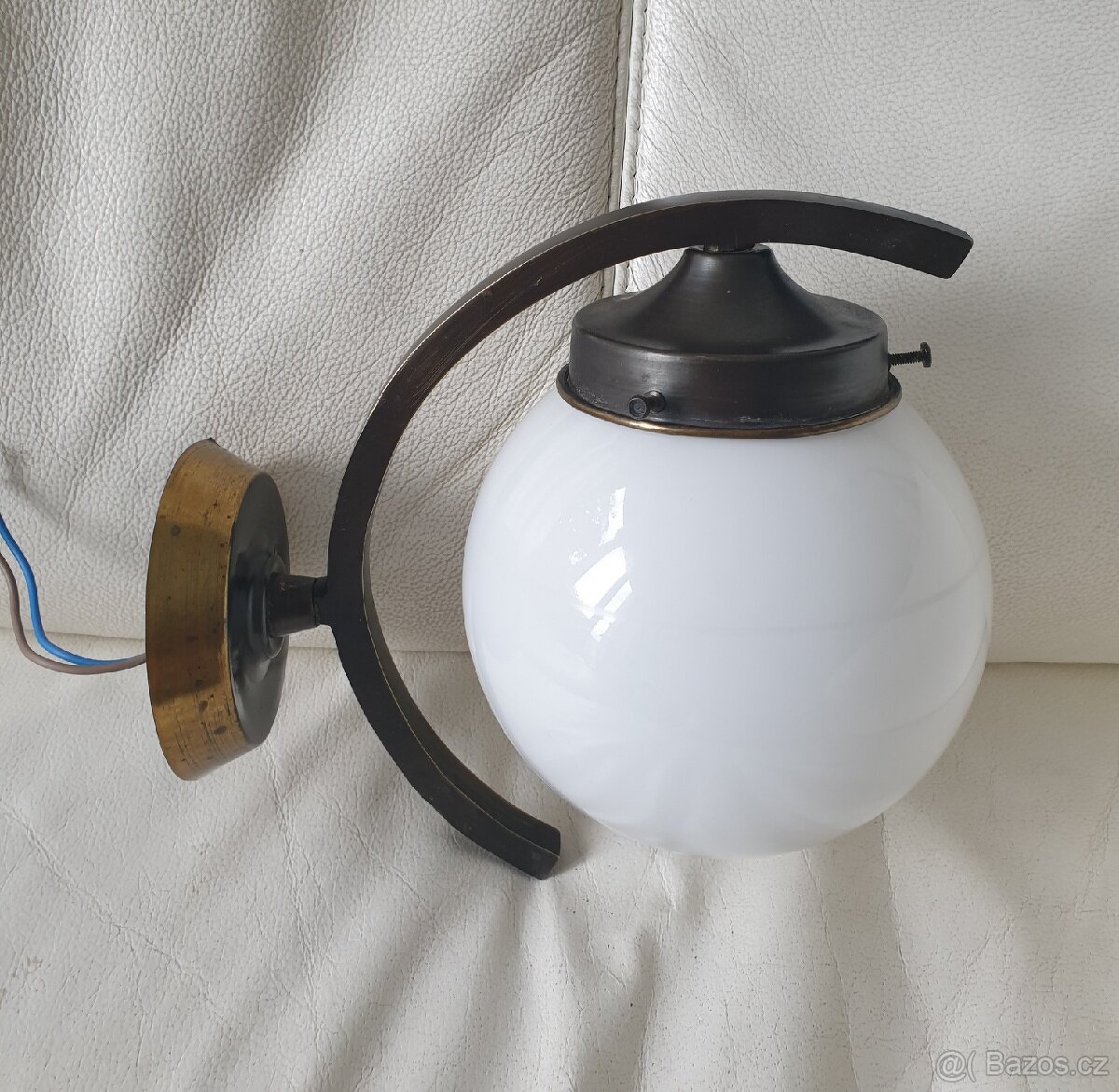 Starožitná nástěnná lampička art deco mosaz koule - 5