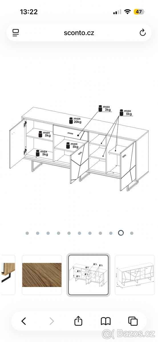Komoda Brolo - dub/bílý lesk - 5