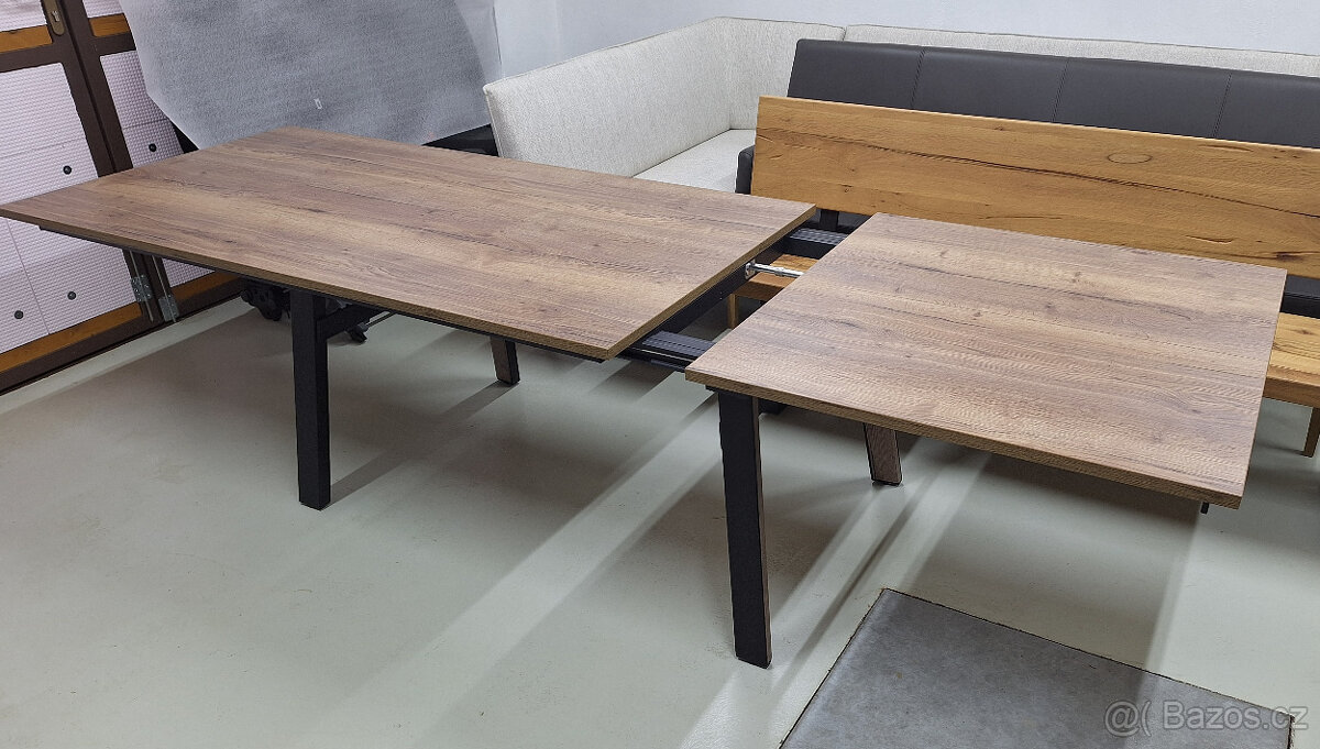 Jídelní stůl rozkládací Dub Halifax tabákový 100x200+100 - 5