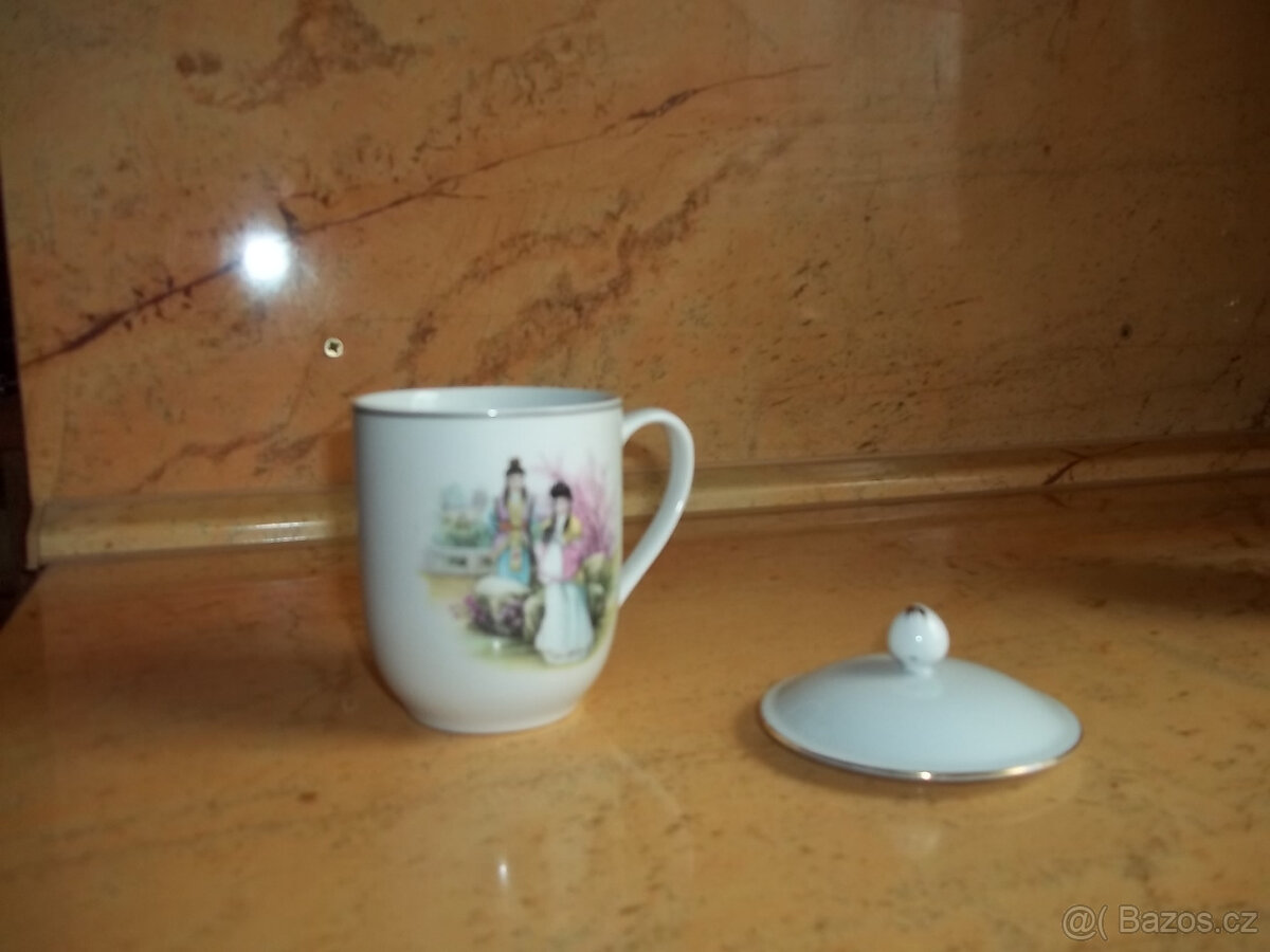 čínský porcelánový hrnek s pokličkou - 5
