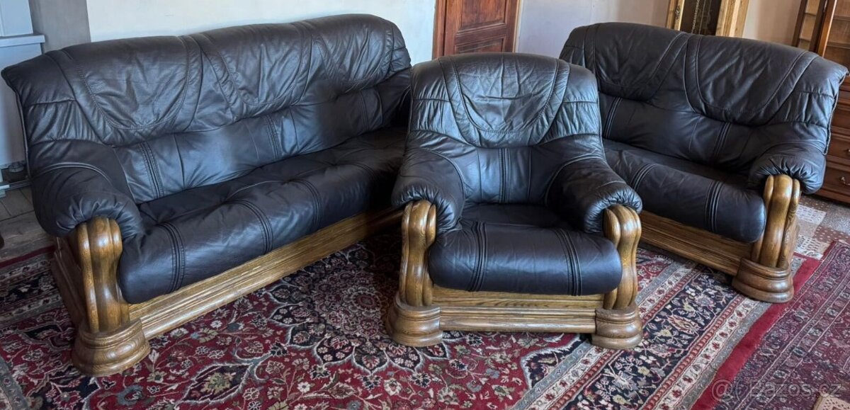 Rustikální kožená sedací souprava,6089 - 5