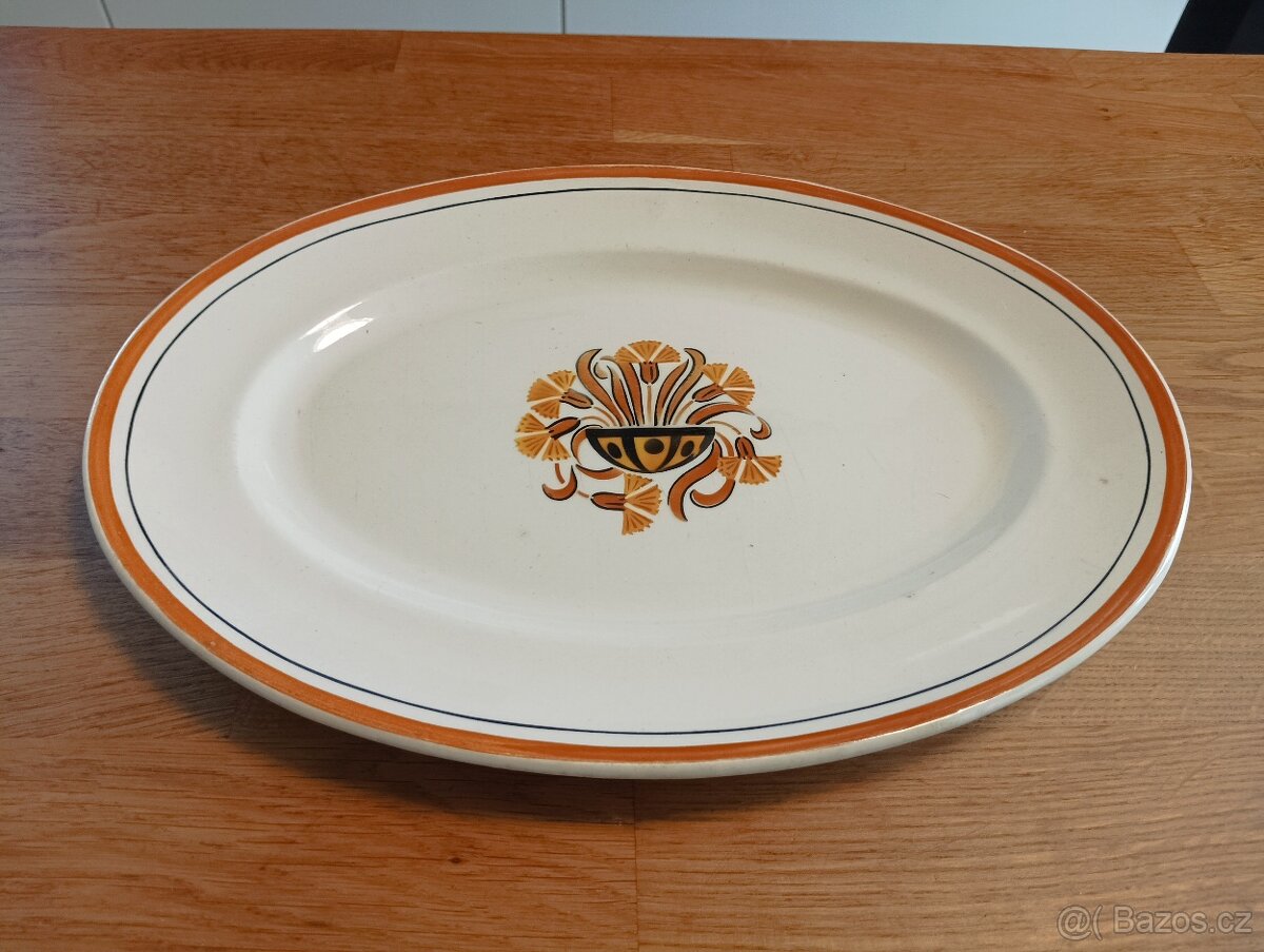 STAROŽITNÝ ART DECO SERVÍROVACÍ TALÍŘ CREIL ET MONTEREAU FRA - 5