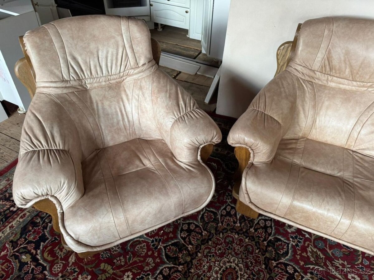 Rustikální dubová světlá sedací souprava, 4982 - 5