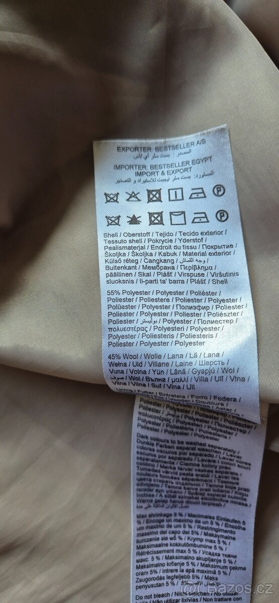 Béžový kabát ONLY – vel. S, vlna, krásný střih - 5