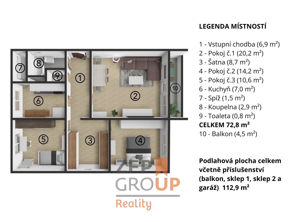 Prodej bytu 3+1 72 m², Boskovice, ev.č. 00739 - 5