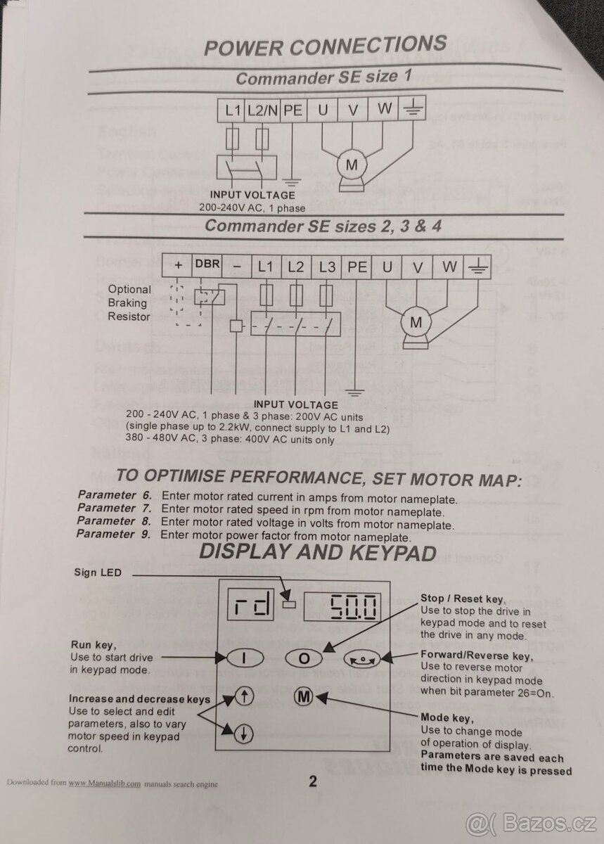 Frekvenční měnič COMMANDER SE 230/400V použitý funkční - 5