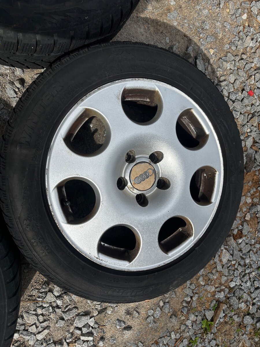 Alu kola audi 5x112 r16 205/55/16 se zimní pneu - 5