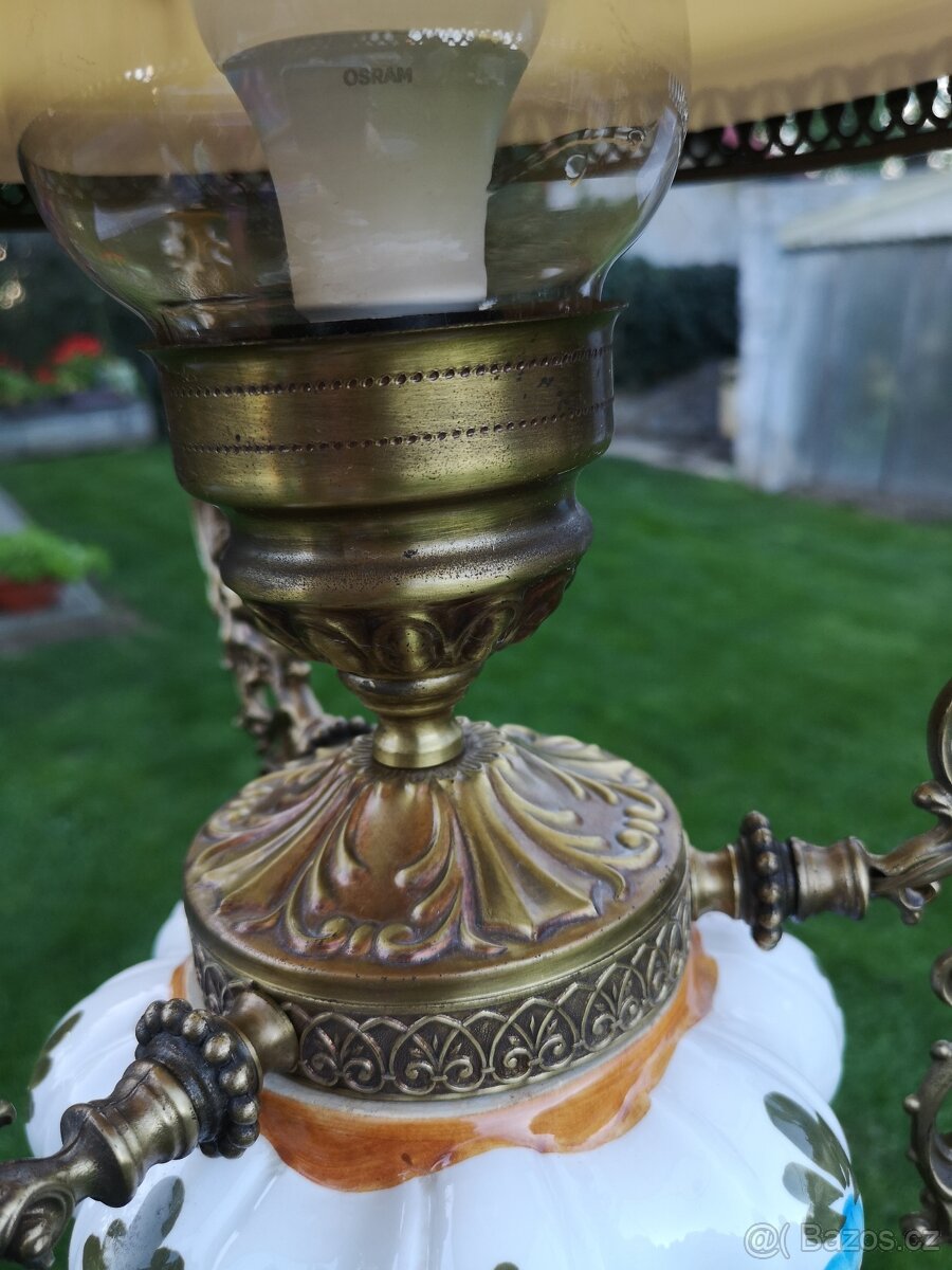 Mosazný lustr, petrolejka - 5