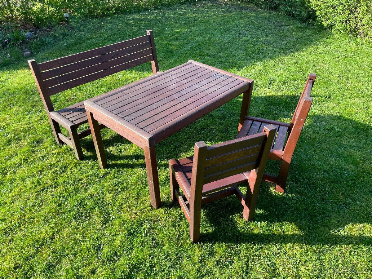 Venkovní dětský sedací set ze dřeva - 5