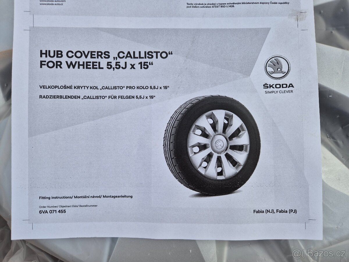 Škoda Fabia 15" kryty kol (poklice) 6VA071455 , 6VA601147A - 5