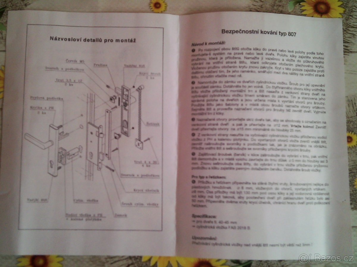 Bezpečnostní kování Rostex typ 807 - 5