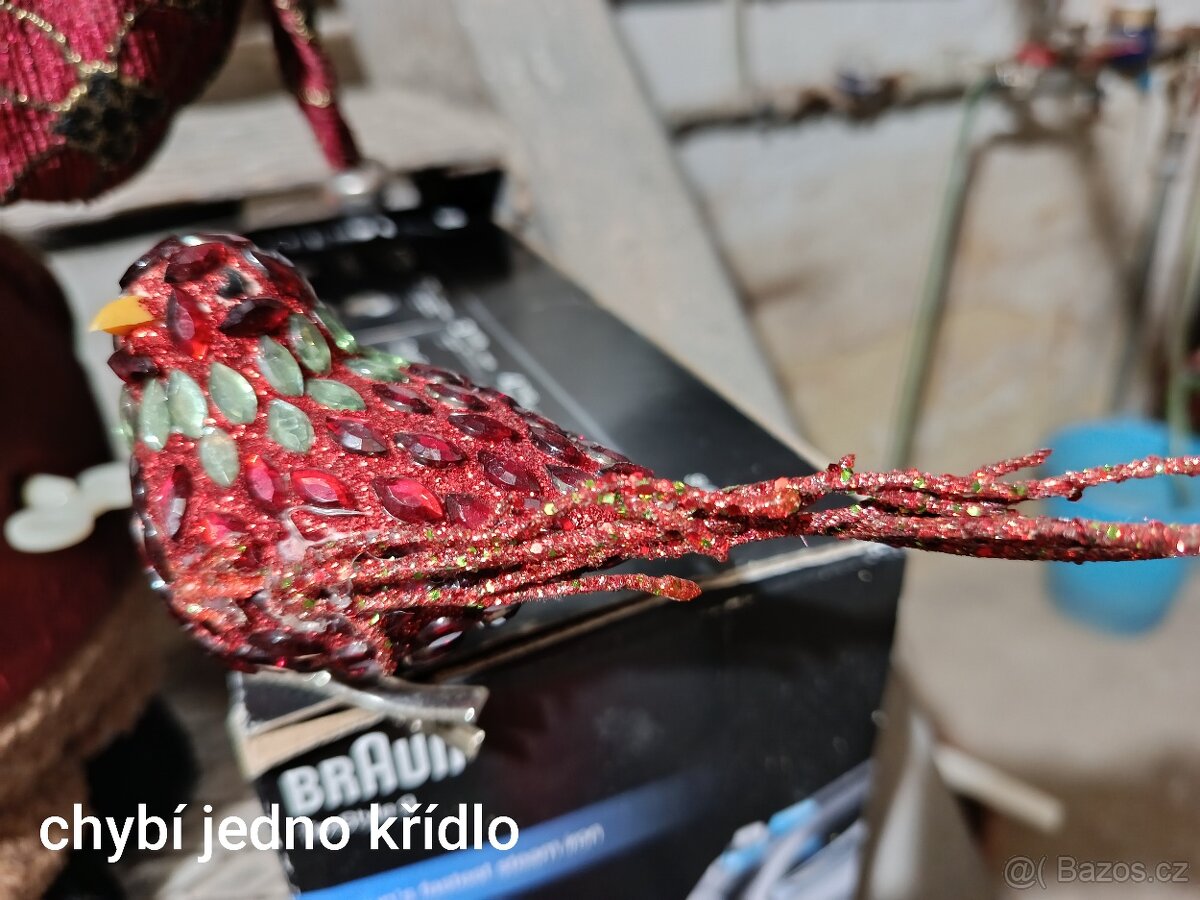 Sada 4 ks - Retro/Vintage Skleněné Vánoční Ozdoby Ptáčci - 5