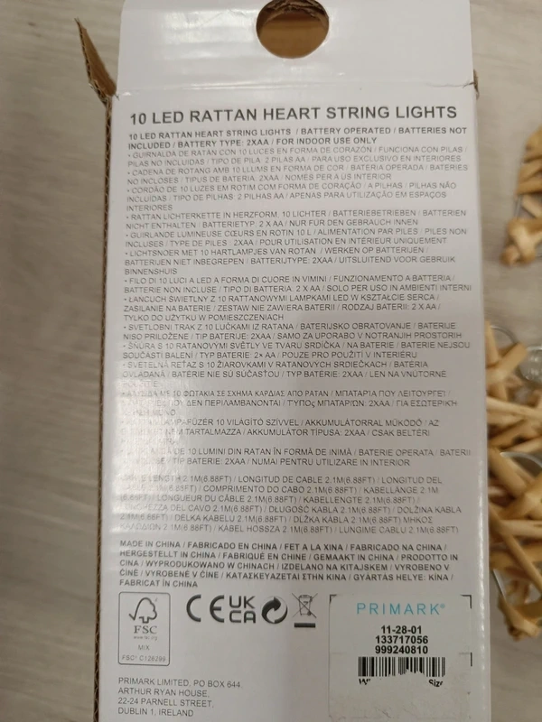 Slaměné svítící ozdoby, srdíčka - nové - 5