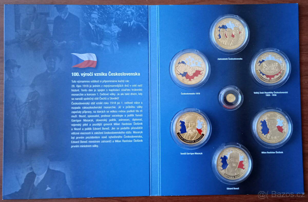 Sběratelská sada 100 let ČSR 1ks zlato a 6ks pozlac.měď - 5