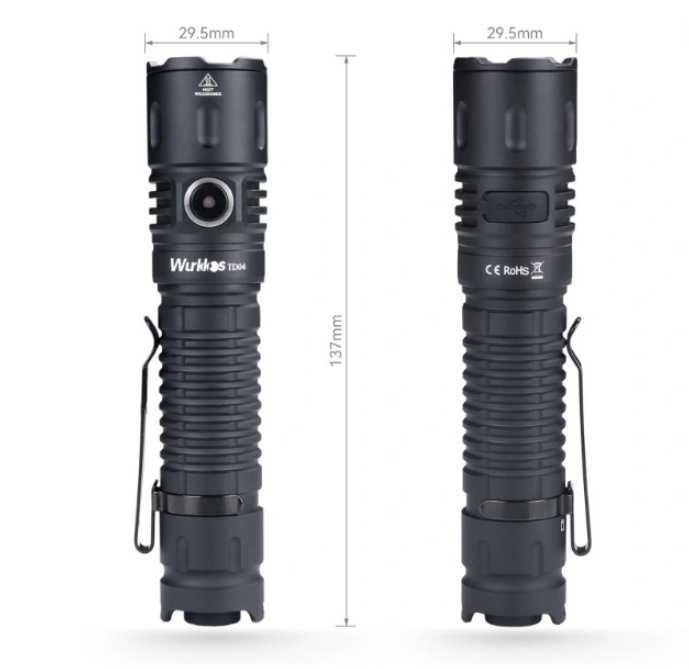 svítilna taktická Wurkkos TD04 3000 L, USB, Li-Ion 5000 mAh - 5