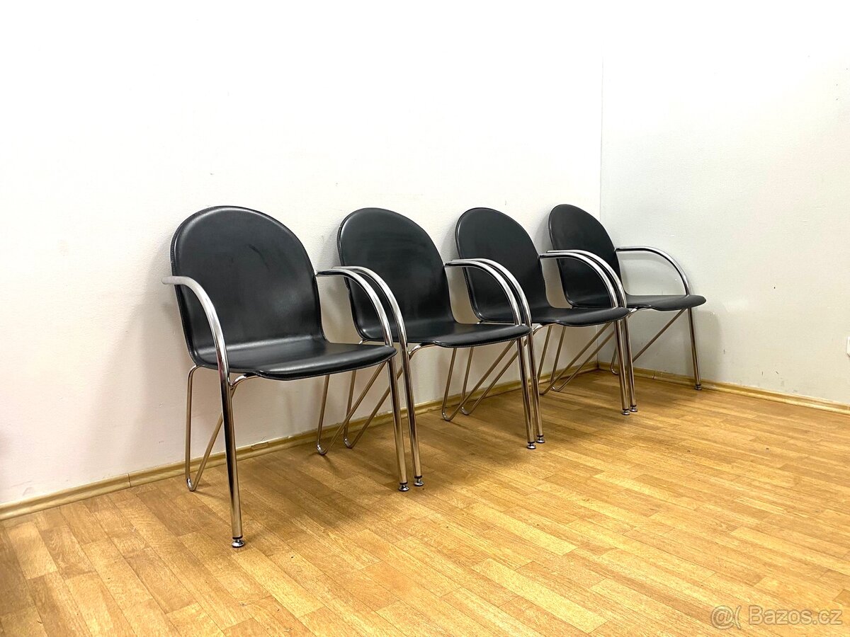 Retro židle 80. léta chrom kůže - 5