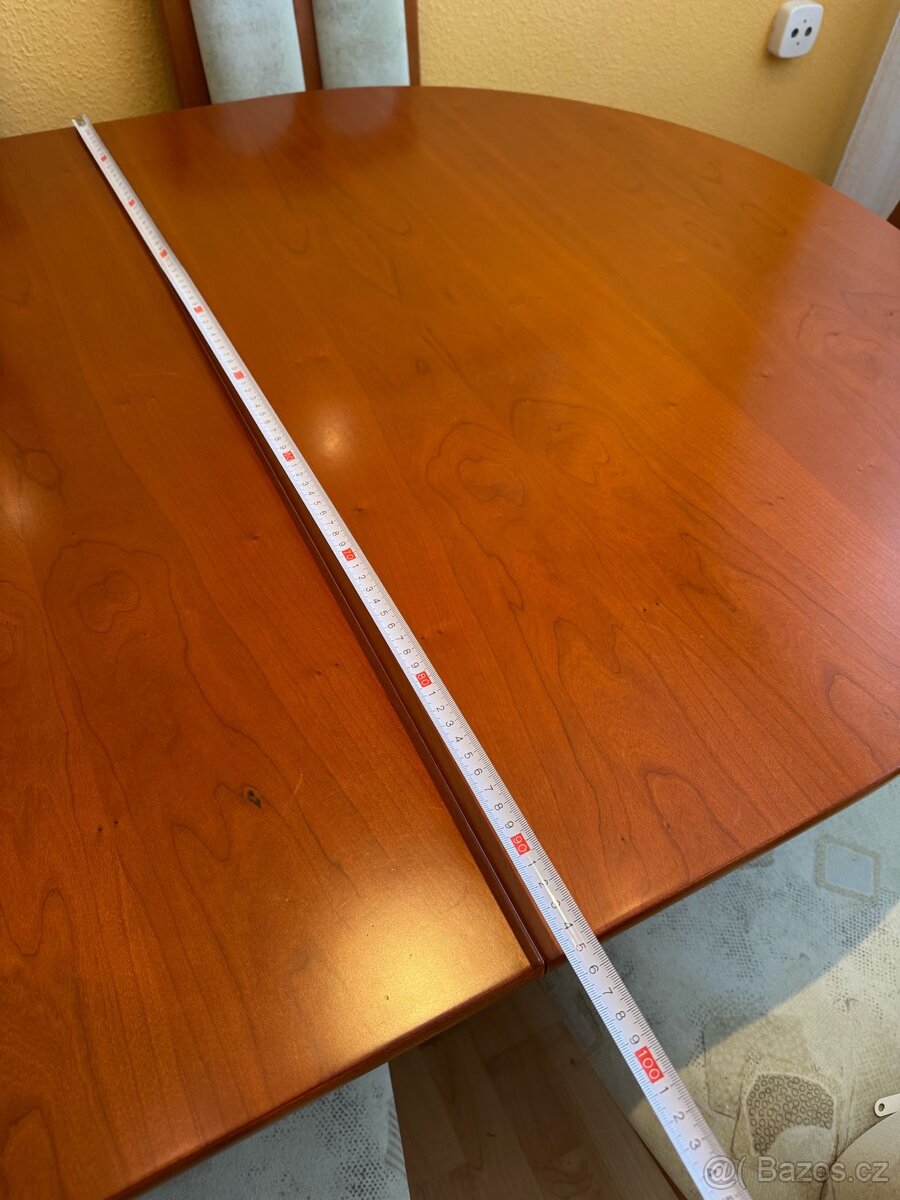 Rozkládací dýhovaný jídelní stůl, 136(214)x95 + 6x židle - 5